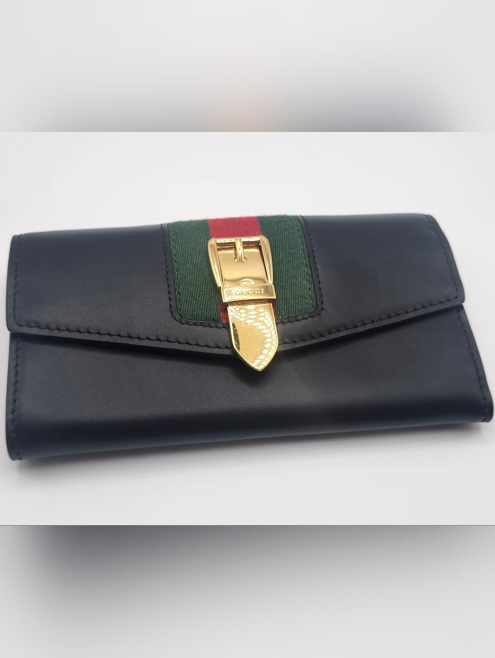 Authentic Gucci Black Sylvie Continental Wallet On Chain W Gucci Dustbag - Picture 3 of 12